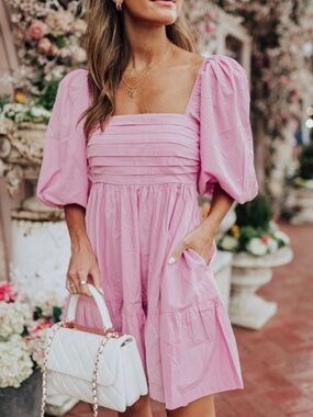 Abercrombie & Fitch Emerson Puff Sleeve Pink Dress great condition